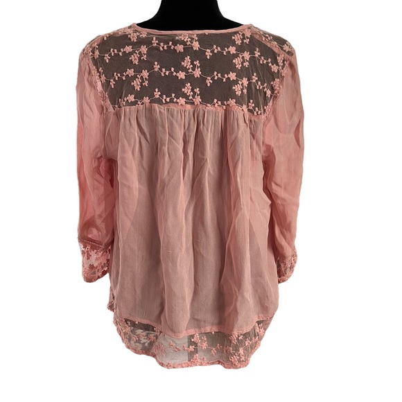 CHARLIE PAIGE TOPS BROCADE & LACE TRIM COVER UP - Picture 2 of 7